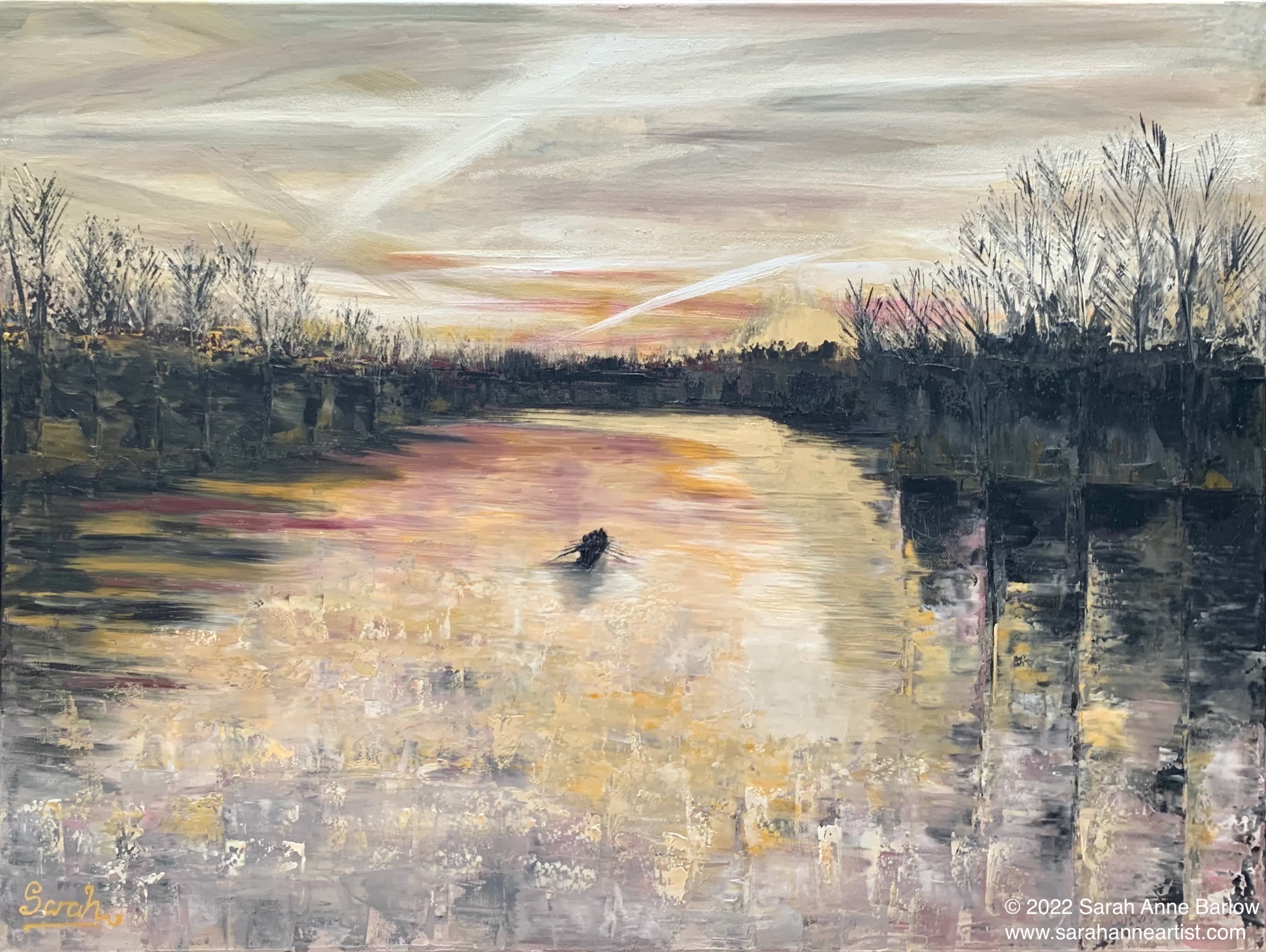 painting of Rowing at Sunrise